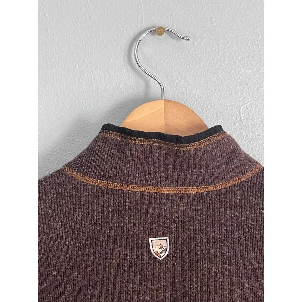 Kuhl Thermokore Temperature Regulating Men L Chocolate Brown Quarter Zip Sweater